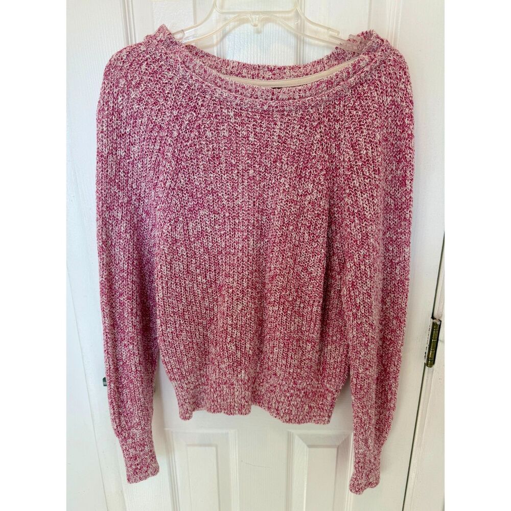 Free People Crochet Sweater Pink and White Women's Size Medium